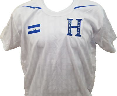 CAMISA BLANCA SELECCION DE HONDURAS CON LA ''H'' BORDADA Y BANDERA GRABADA EN TELA