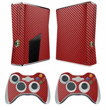 Red Carbon Fiber Decal Skin Sticker for Xbox360 slim and 2 controller skins
