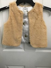 Disney Girl's Faux Fur Lined Sparkling Gold Minnie Heads Sleeveless Vest 4T