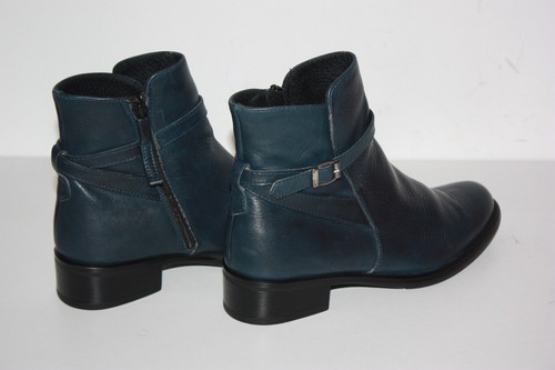 ELIZABETH STUART Bottines Boots Cuir Lanières Bleu Pétrole Comme Neuves T 36 - Imagen 6 de 8
