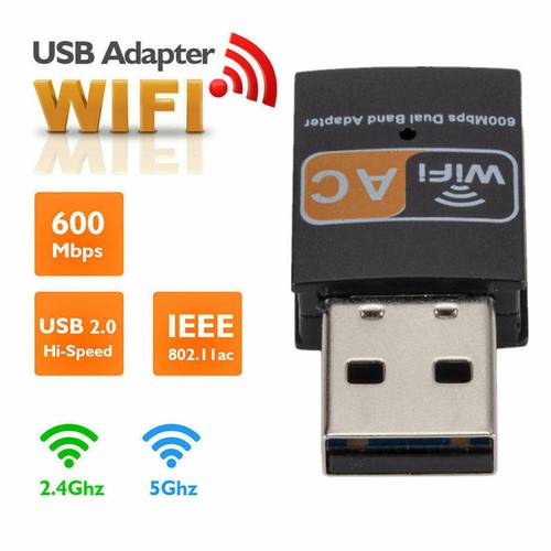 Wireless Wi-Fi Dual Band USB Adapter 600Mbps 02.11 AC 5Ghz/2.4GHz w/Mini CD GL - Picture 4 of 7