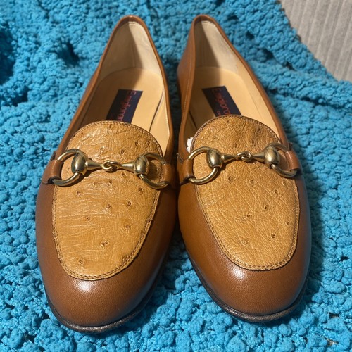 E.Miglioranza Womens Size 8.5 Leather Low Block Heeled Slip On Loafers Calzolaia - Bild 5 von 15