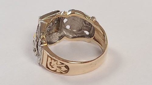 10k Yellow Gold 5 Diamond Mason Masonic 32nd Degree Men's Ring - Picture 10 of 14