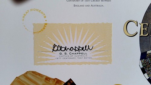 CRICKET Ashes Centenary Test 1977 Australia v England Signed G CHAPPEL & T GRIEG - Foto 5 di 7