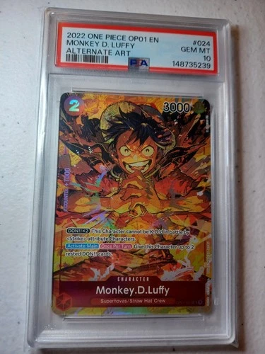 PSA 10 Gem Mint One Piece OP01-024 Monkey D. Luffy Alternate Art English 🔥
