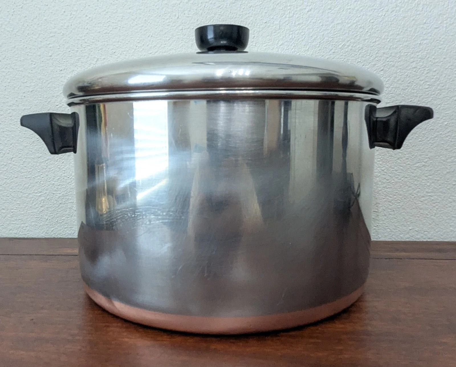 Revere Ware 6 Qt Stockpot Copper Clad Stainless Dutch Oven Frying Pan & Lid Tall