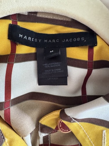 MARC BY MARC JACOBS - Collared Silk Check Belted Long-sleeve Shirt Dress Medium - Picture 17 of 18