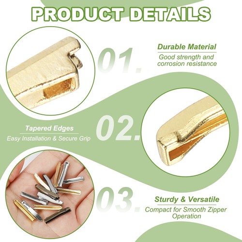 Kit de reparación de cremallera pestillo #3 (12 pares, dorado claro/negro/plateado/bronce) - Imagen 3 de 7