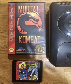 Sega Genesis Model II Console Bundle w/ Cords Mortal Kombat Spiderman 