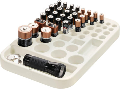 Recycled Plastic Divided Battery Organizer Insert, 7.6'' X 11.1'' X 1'', Coconut