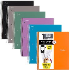 Spiral Notebook Study App, 6 Pack, 1 Subject, Graph Ruled Paper, 8-1/2" x 1...