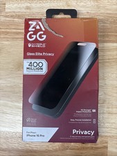 ZAGG Glass Elite Privacy Screen Protector for iPhone 16 Pro - 2-Way Privacy