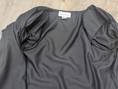 Laurence Kazar Jacket Womens Medium Silk Beaded Black Silver Embellished Evening - Picture 10 of 10