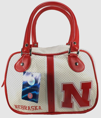 NEBRASKA CORNHUSKERS PURSE HANDBAG TRAVEL BAG WHITE BOWLER STYLE TOTE NEW NWT