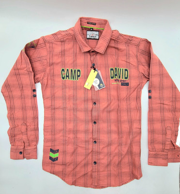 Camp David Shirt Men's Size 36 Red Button Up Embroidered Long Sleeves