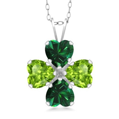 3.02 Cttw Nano Emerald and Peridot 4 Heart Shape Gemstone May Birthstone