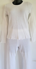 Women s Waffle Knit Thermal Long Johns Underwear Sm 4-6 Top/Pant 2PC Set White