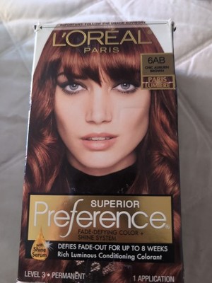 L'oreal Superior Preference Fade Defy Color+Shine System Chic Auburn Brown 6ab