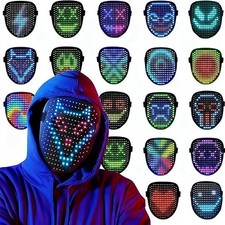 Led Mask Costume with Gesture Sensing, Led Halloween Mask, Funny Light Up