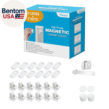 Adhesive Magnetic Cabinet Locks 12 Locks and 2 Keys 