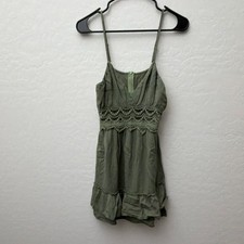 SHEIN Green Crochet Ruffle Mini Dress V-Neck Sleeveless Straps Size S