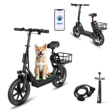 AOVOPRO Monopattino Elettrico Pieghevole 250W, 14Pollici, Con Sedile Regolabile