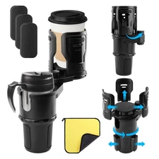 2 in 1 Car Cup Holder Expander, Multifunctional Expandable Car Cup with 360° ...
