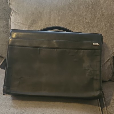 TUMI Black Leather Briefcase Laptop/Document Bag w/ Partitions Handle