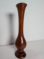 Hand Turned Wooden Bud Vase Small Dark Wood 8" tall by 2" wide