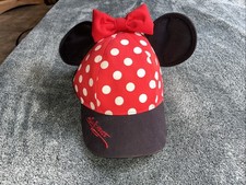 Disney Parks Disneyland Minnie Mouse Red Polka Dot Hat Bow Ears Cap Youth Kids
