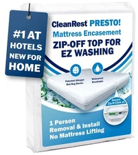 CleanRest Presto! Zip-Off Top Mattress Encasement – Hypoallergenic, Waterproo...