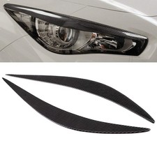 Carbon Fiber Front Headlight Eyebrows Eyelid Overlay Decal Cover Trim Headlig...