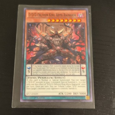 Konami D/D/D Oblivion King Abyss Ragnarok SP17-EN029 2200ATK 3000DEF 1st Edition