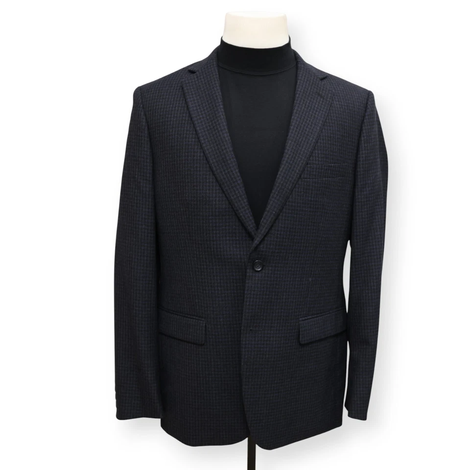 PRONTO UOMO PLATINUM mens blue black WOOL sport coat jacket blazer SLIM FIT 42 L - Image 2 of 4