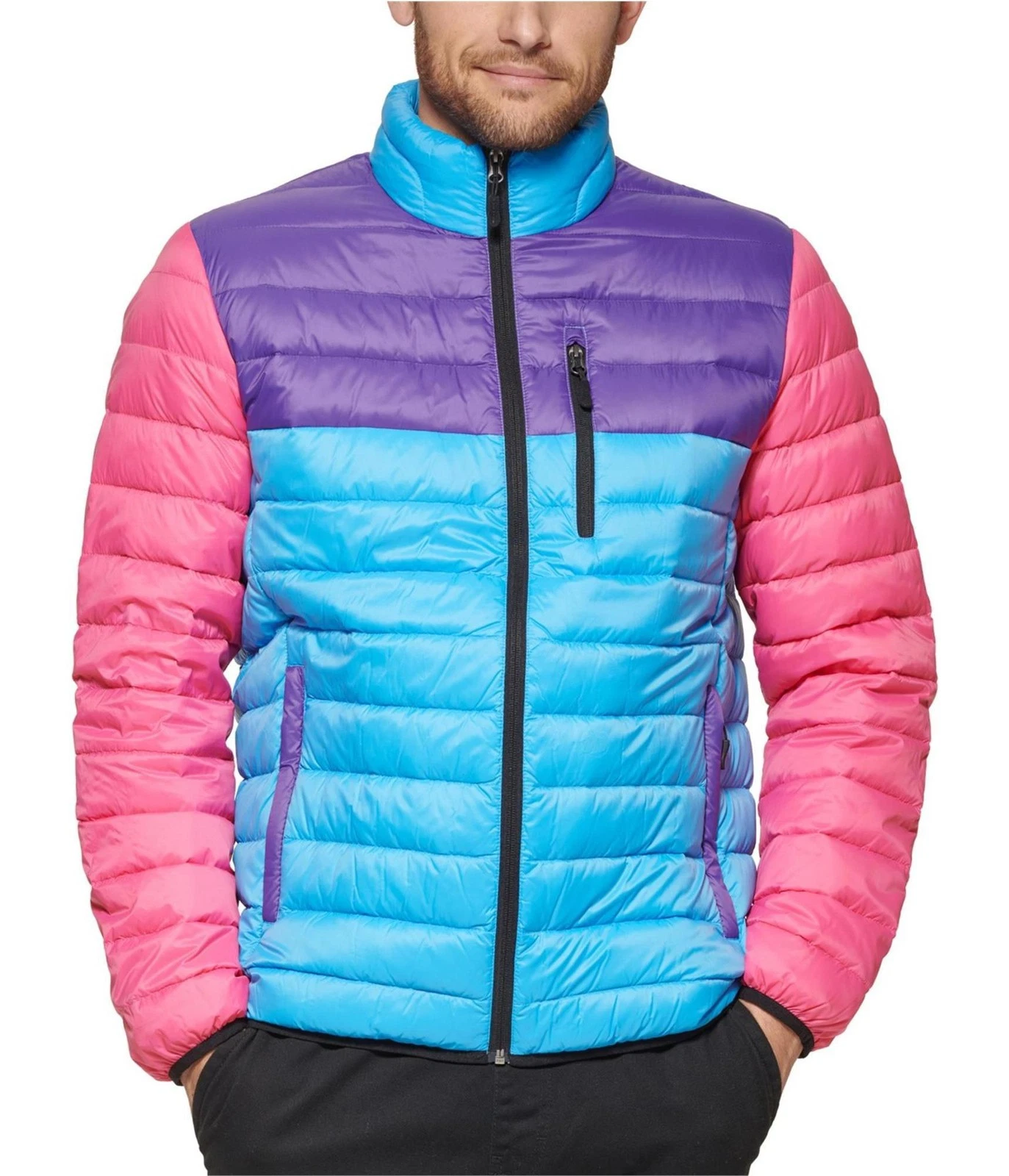Club Room Mens Down Packable Quilted Puffer Jacket, medpink, 2XL