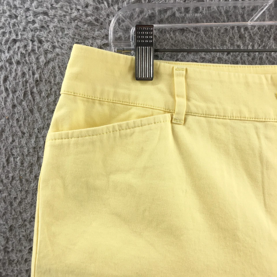 Bermudas Talbots para mujer 12 amarillas mezcla de algodón tiro alto botón delantero NUEVO Foto 2 de 4