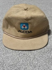 VTG Trucker Style Beige Tan Corduroy Snapback Hat ALCOA