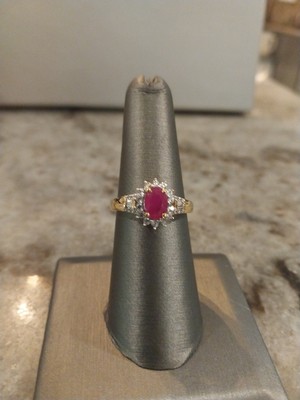 Premium Königlicher Rubin, weiße Zirkonblüte/Sonnenring/18KVermeilYG/Slvr, Gr.7,1,70 ctw.