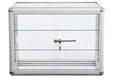 24 x 18 in. Glass Countertop Showcase Tower Display Case Silver