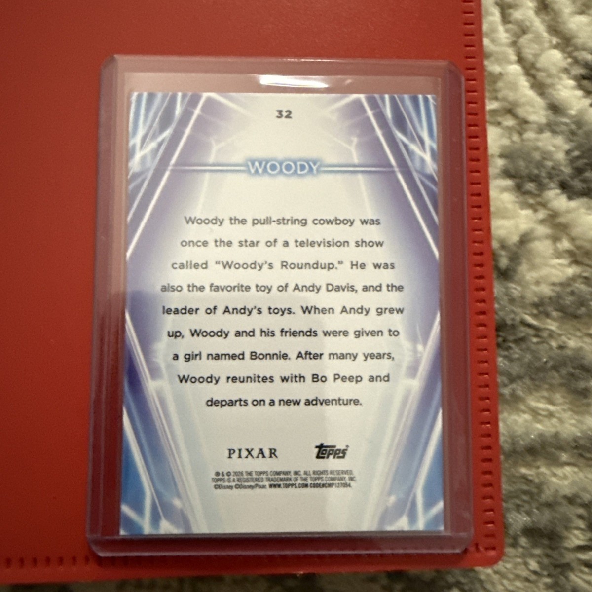 2026 Topps Disney Neon Woody #32 Rainbow Refractor Pixar Toy Story