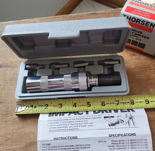 Vintage Thorsen Professional 1/2" Drive Manual Impact Driver W/ 4 Alloy Bits NIP - Picture 8 of 8