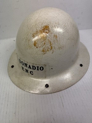 Vintage MSA Glass Fiber Hard Hat Helmet Mine Safety USA Donadio Inc Sticker