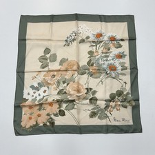 Stunning Vintage Nina Ricci Flowers Hand Rolled Silk Scarf Made in France
