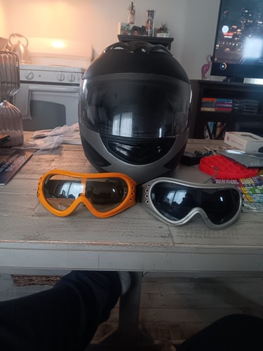 Tms Motorcycle Helmet With 2 Pairs Of Goggles