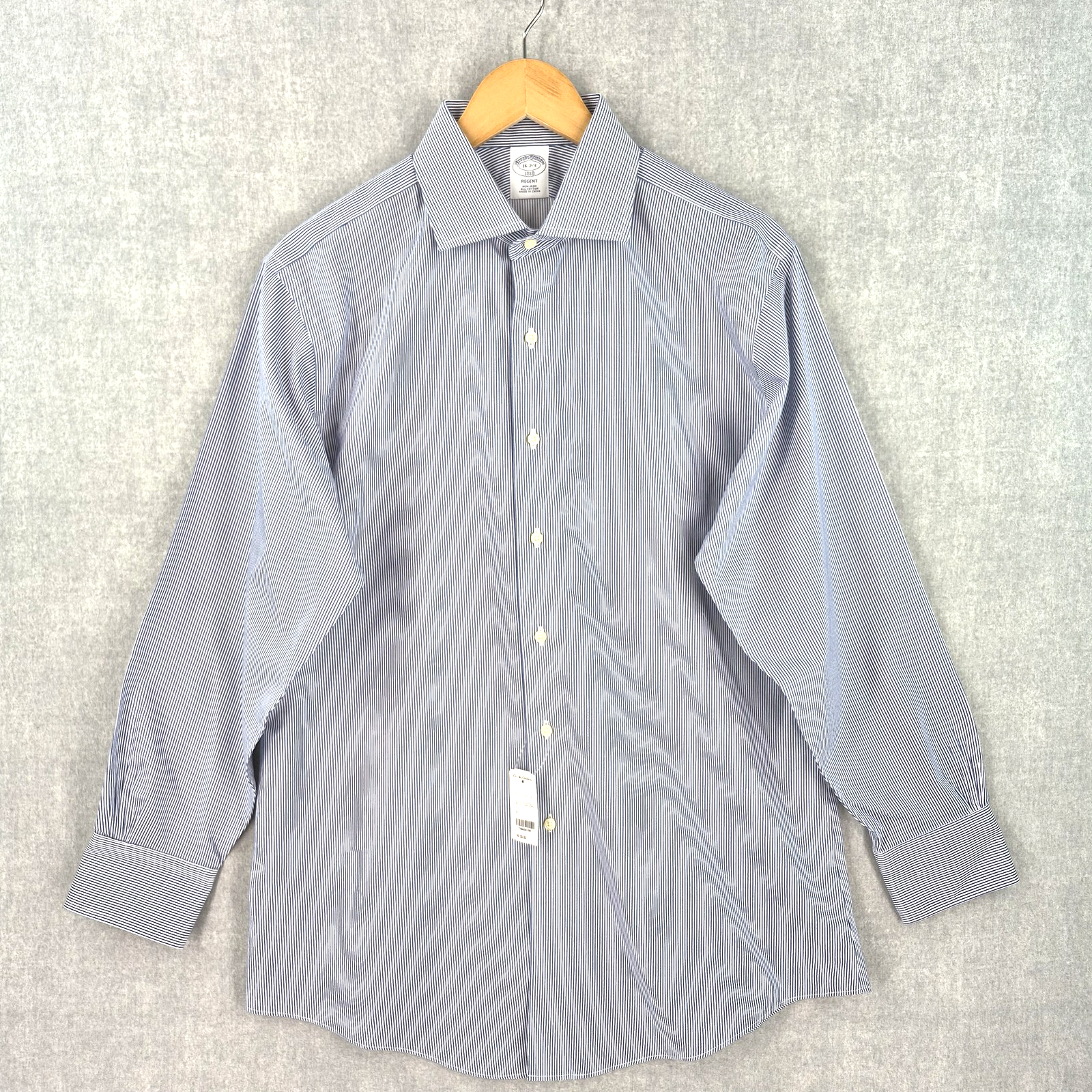 Brooks Brothers Blue Stripe Regent No Iron All Cotton Dress Shirt 16 32/33