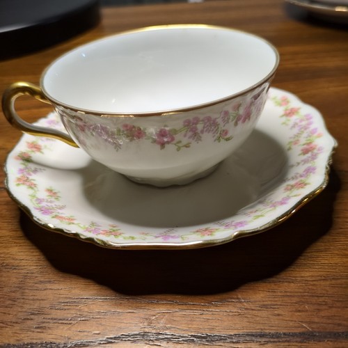 Limoges Charles Ahrenfeldt Teacup & Saucer Rose Pattern - Small