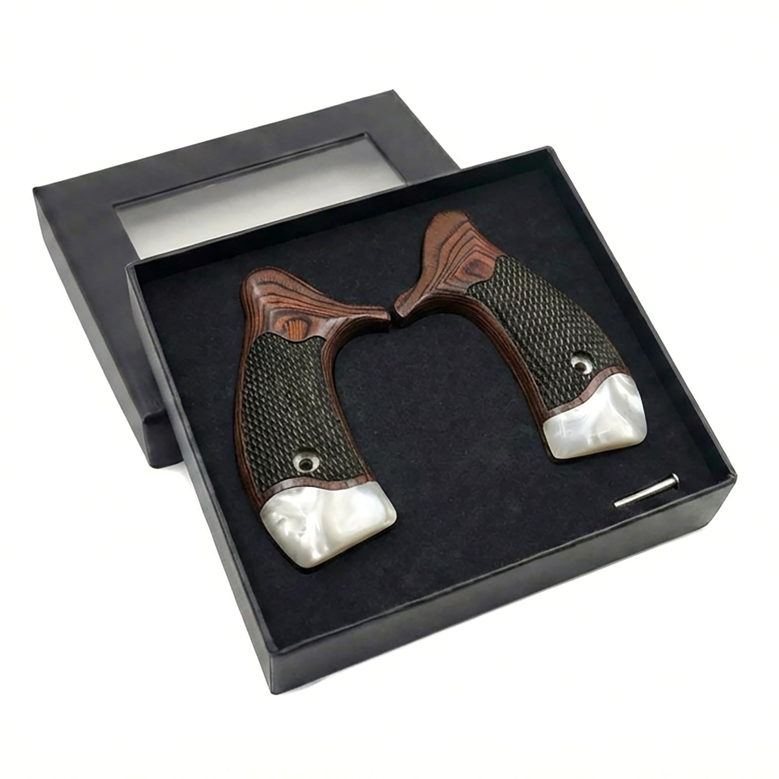 Taurus 856 942 Rosewood Pearl Grips Checkered Fits .22 .38 Revolver | eBay