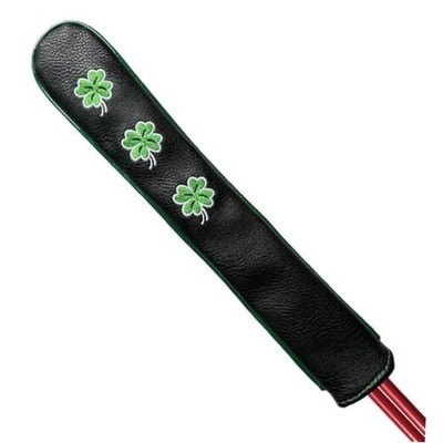 Four Leaf Clover Golf Club Alignment Stick Cover Shamrock Holds at Least Black