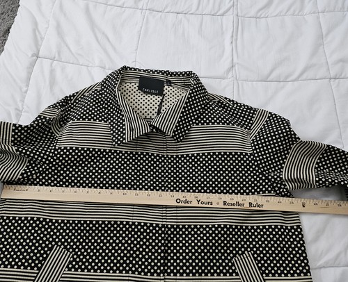 Carlisle Jacket 16 Tan Black Polka Dot Striped Button Front High Neck Coat NWT - Picture 9 of 11