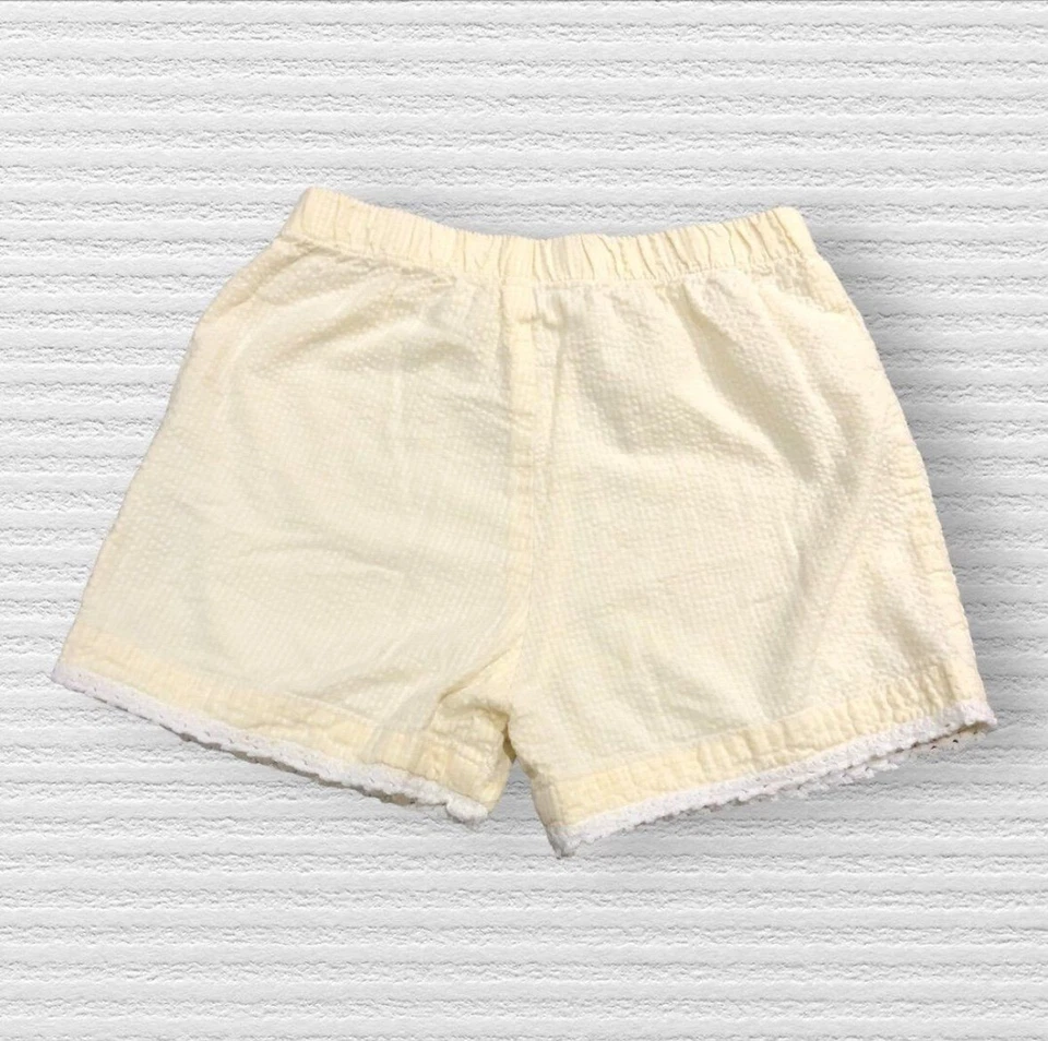 Pantalones Cortos Vintage Mulberribush Niñas Amarillo Guinga Borde Crochet Hecho en EE. UU. Talla 5 Foto 4 de 4